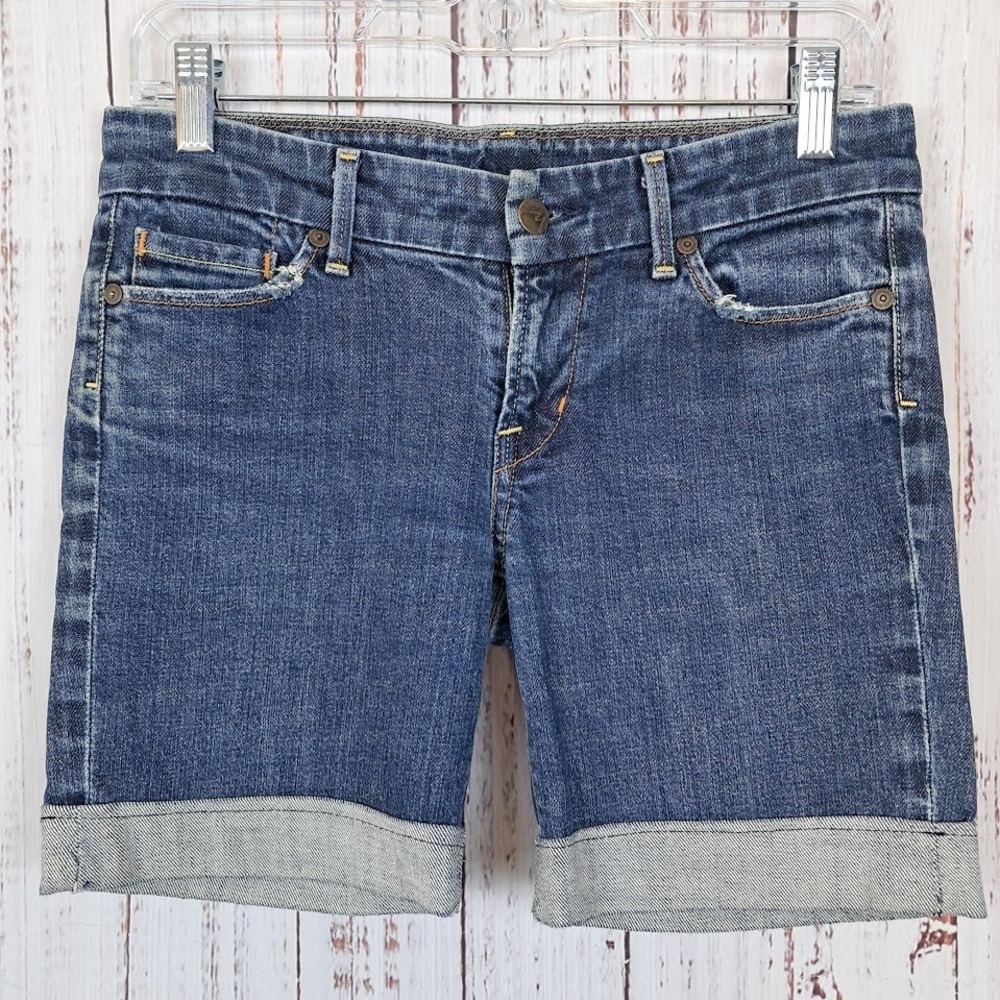Citizens of Humanity 27 Faye #003 Low Waist Cuffed Denim Shorts DIY Cut Off